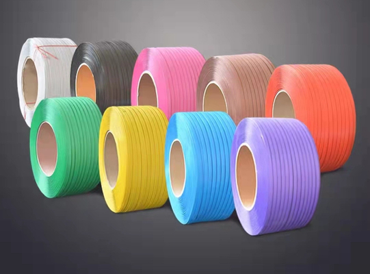 สายรัดโพลีเอสเตอร์ 16 - 19 มม. สีเขียว PET สายพานพลาสติกทอลายนูน