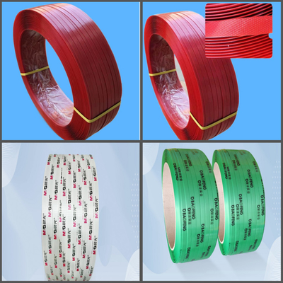 สีที่กําหนดเอง พอลิเอสเตอร์ PET Packaging Strap Palet Packing พลาสติกสแตนเลส Strapping Rolls แพคเกจ PET แข็งแรงและทนทาน