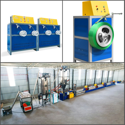PLC เครื่องจักรอัดรีดสายพานบรรจุ PET / เทปสำหรับบรรจุด้วยเกล็ดขวดรีไซเคิล เครื่องบรรจุอัตโนมัติเต็มรูปแบบ