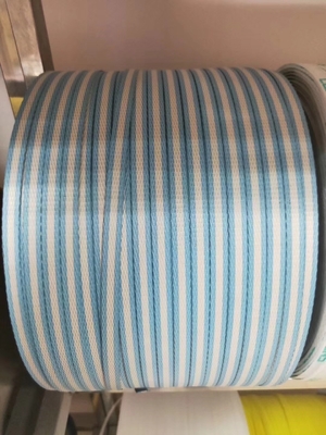 80KW เครื่องทําสายพับ PP อัตโนมัติเต็ม ความยืดหยุ่นปรับได้ ความกว้าง 5-19mm