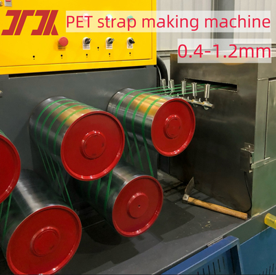 9-32mm ความกว้าง 280kg / H เครื่องทําสายพัดสัตว์เลี้ยงพลาสติกที่มีการบรรทัดและระบบควบคุม PLC