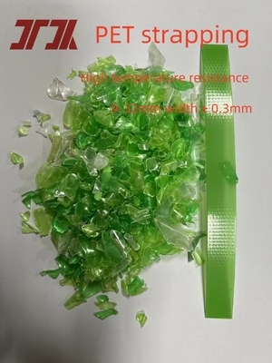 สีเขียวที่กําหนดเอง Pet Strapping Band เข็มขัดพลาสติกสําหรับการบรรจุอิฐพาเล็ต