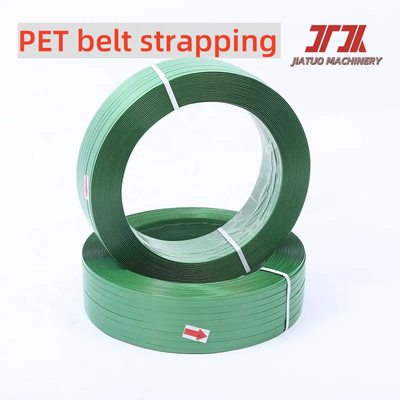 ความเข้มข้นแรง สีเขียวทับทิม พลาสติก PET Strapping การใช้สําหรับ pallets การบรรจุสินค้าหนัก 9-32mm ความอดทน ±0.3mm