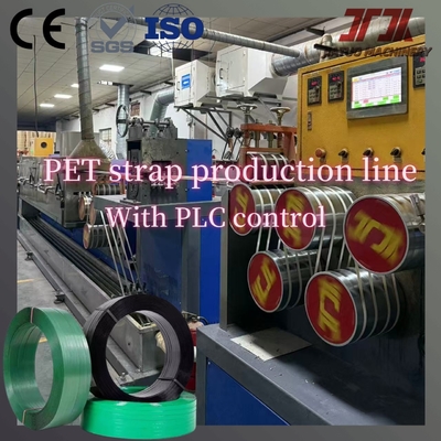 เครื่องทำสายรัดสำหรับพาเลทบรรจุภัณฑ์ PET พร้อมเครื่องม้วนอัตโนมัติ ทำสายรัดแรงดึงสูง 350-950 กก.