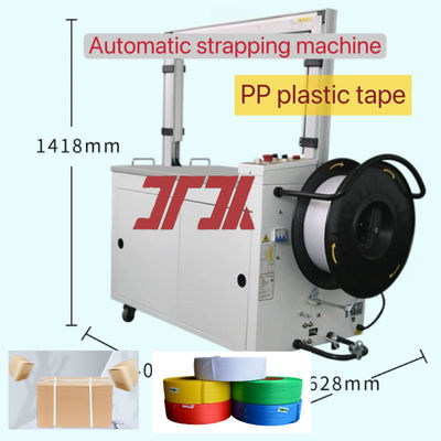 เครื่องพัสดุพลาสติกแบบครึ่งอัตโนมัติ 5-15 มิลลิเมตร PP Belt Packing Strapping Packaging Machine