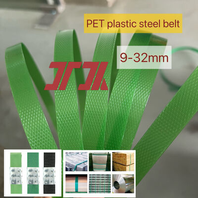 ความกว้าง 9-32 มิลลิเมตร Custom สีเขียว Pet Strapping แพคเกอร์เข็มขัด สําหรับ Strapping Pallet แพคเกอร์