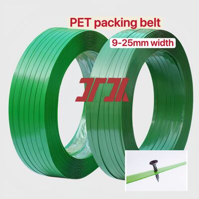 สายรัดบรรจุภัณฑ์ PET ขนาด 9-25 มม. สายรัดพลาสติก PET สายรัดบรรจุภัณฑ์ PET พร้อมการบดวัสดุขวด 100%