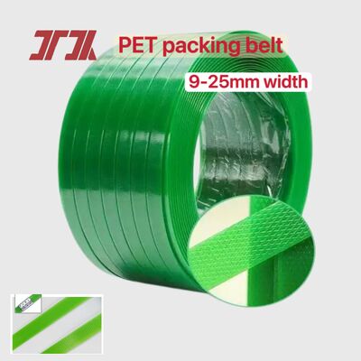 PET พลาสติก แพคเกจสแตนเลส 9-25 มม เข็มขัดผูก PET เขียวสําหรับผูกอัตโนมัติ