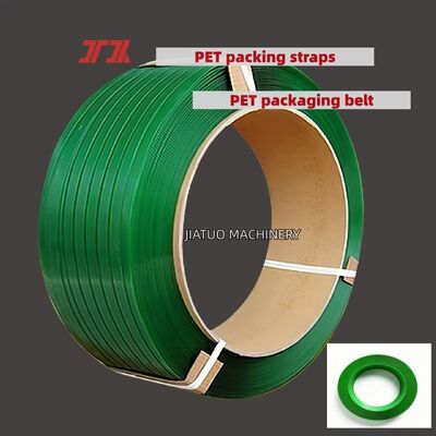สายพานรัด PET อัตโนมัติ สีเขียว สายพานบรรจุ PET ขนาด 9 ถึง 25 มม. พร้อมเกล็ดขวด PET 100%
