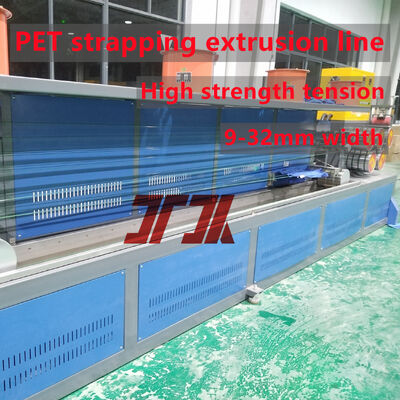 สายการผลิตสายรัด PET ความเร็วสูง >150 ม./นาที พร้อมเครื่องม้วนอัตโนมัติ
