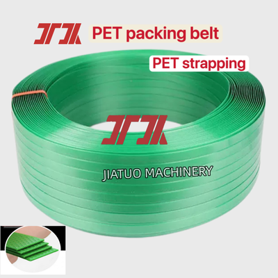 สายรัด PET พลาสติกเหล็ก 16 มม. สีเขียวสำหรับเครื่องรัดอัตโนมัติ