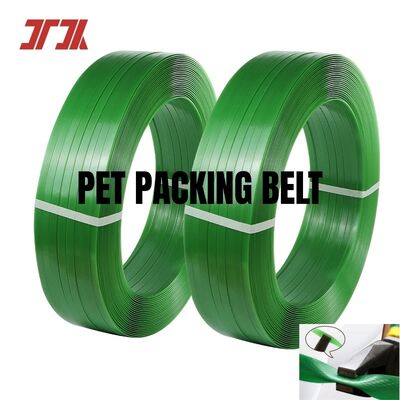 สายรัด PET พลาสติกเหล็ก 16 มม. สีเขียวสำหรับเครื่องรัดอัตโนมัติ