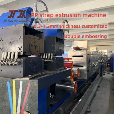 250kg/H capacity PP 2Straps Extrusion Line Custom Screw Barrel Automatic Strap Winder