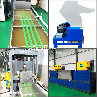 เครื่องควบคุม PLC 200kg / H เครื่องผลิตสายพัด PET พลาสติก 200KW สายการผลิตความเร็วสูง