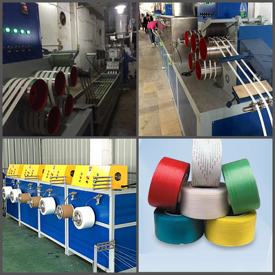 เครื่องทำสายรัด PET โพลีเอสเตอร์ PP สายการผลิตควบคุม PLC