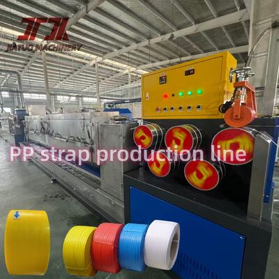 เครื่องทำสายรัด PP โพลีเอสเตอร์กว้าง 5-19 มม. พร้อมเครื่องม้วนอัตโนมัติ