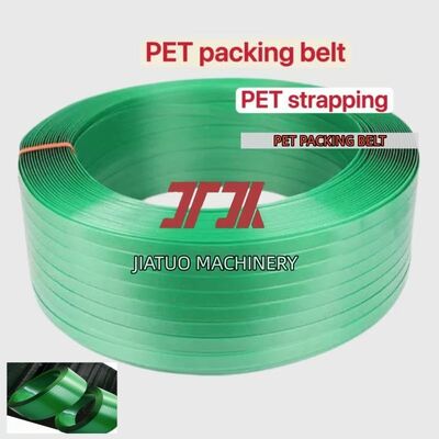 สายรัด PET พลาสติกเหล็ก 16 มม. สีเขียวสำหรับเครื่องรัดอัตโนมัติ